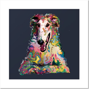 Borzoi Dog Gouache Ink Artwork Posters and Art